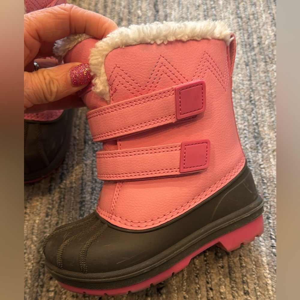 Cat & Jack Pink and Gray Toddler Snow Boots